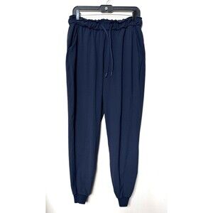 Lululemon Stretch High Rise Jogger Pants Womens 10 Navy Blue Full Legth Athletic